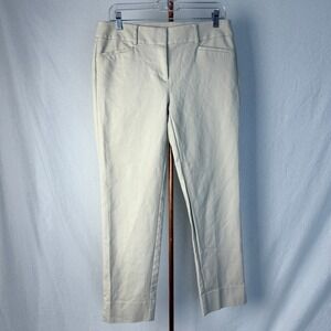 LOFT Women's Beige Cropped Career Pants Ankle Slit Size 6